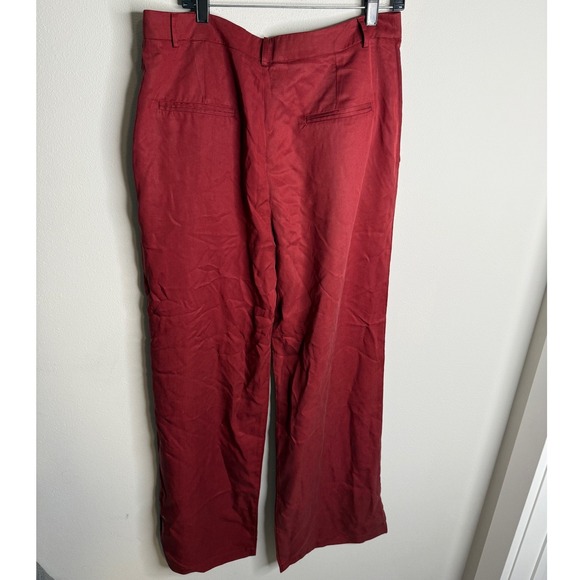 Reformation Women's 12 Red Mason Wide Leg High Rise Trousers Workwear Chic - Picture 3 of 7